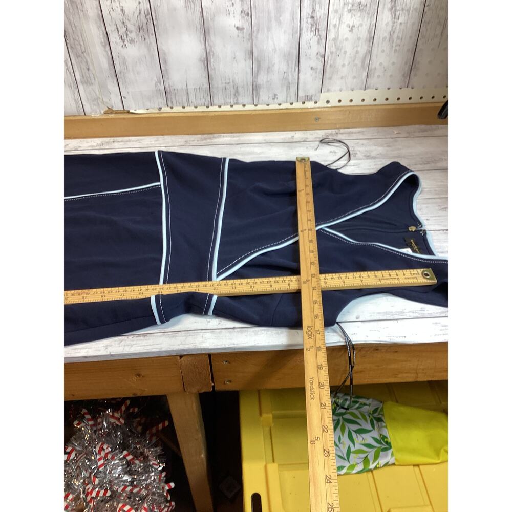 Donna Karan Women Golf Casual Dress Size 8 Navy Blue Asymmetric Neck Sleeveless - Picture 3 of 7